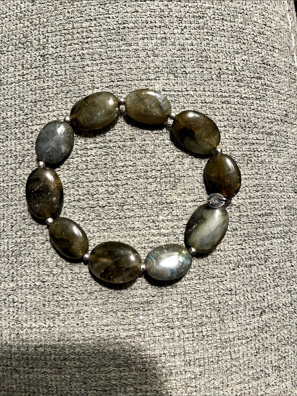 Labradorite Beaded Stretch Bracelet in Gray & Brown